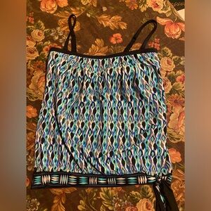 Swim suit top with tie at left hip